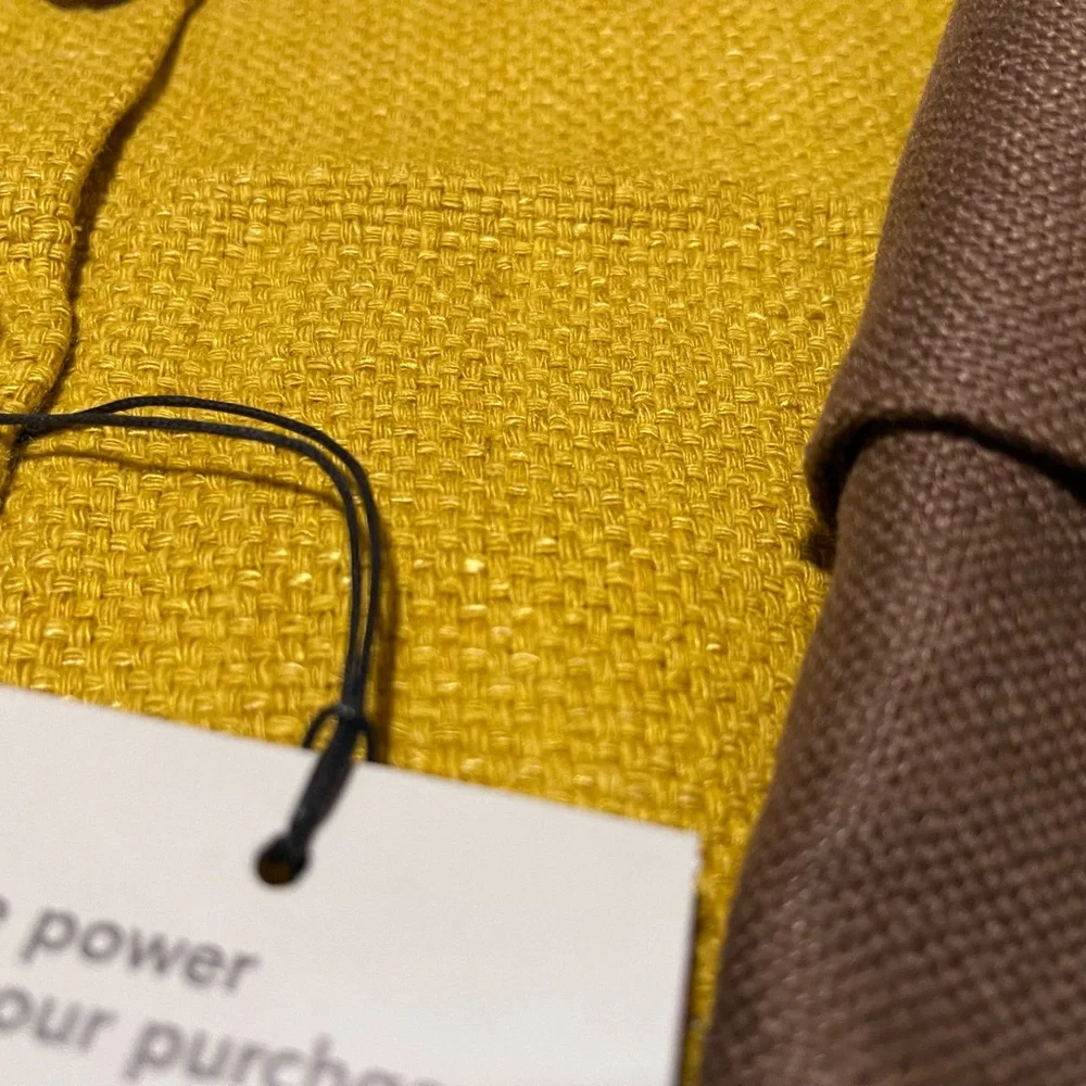 New West Elm Solid Raw Silk Button Pillow Cover, Dark Horseradish Gold, 20”
